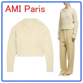 AMI PARIS  |Crew Neck Casual Style Wool Long Sleeves Plain