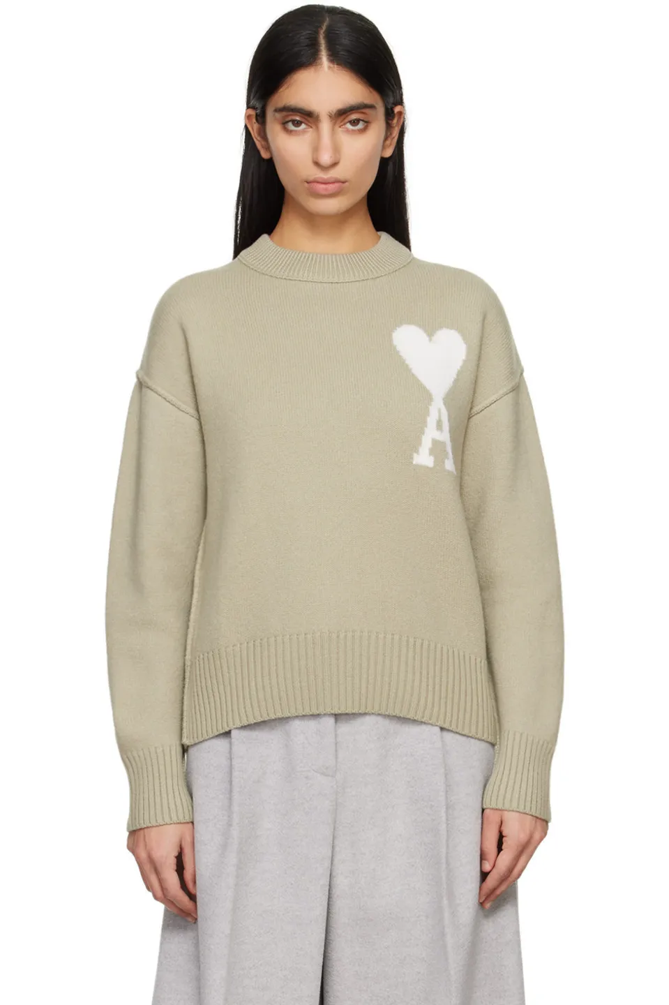 AMI PARIS  |Crew Neck Heart Casual Style Wool Street Style Long Sleeves