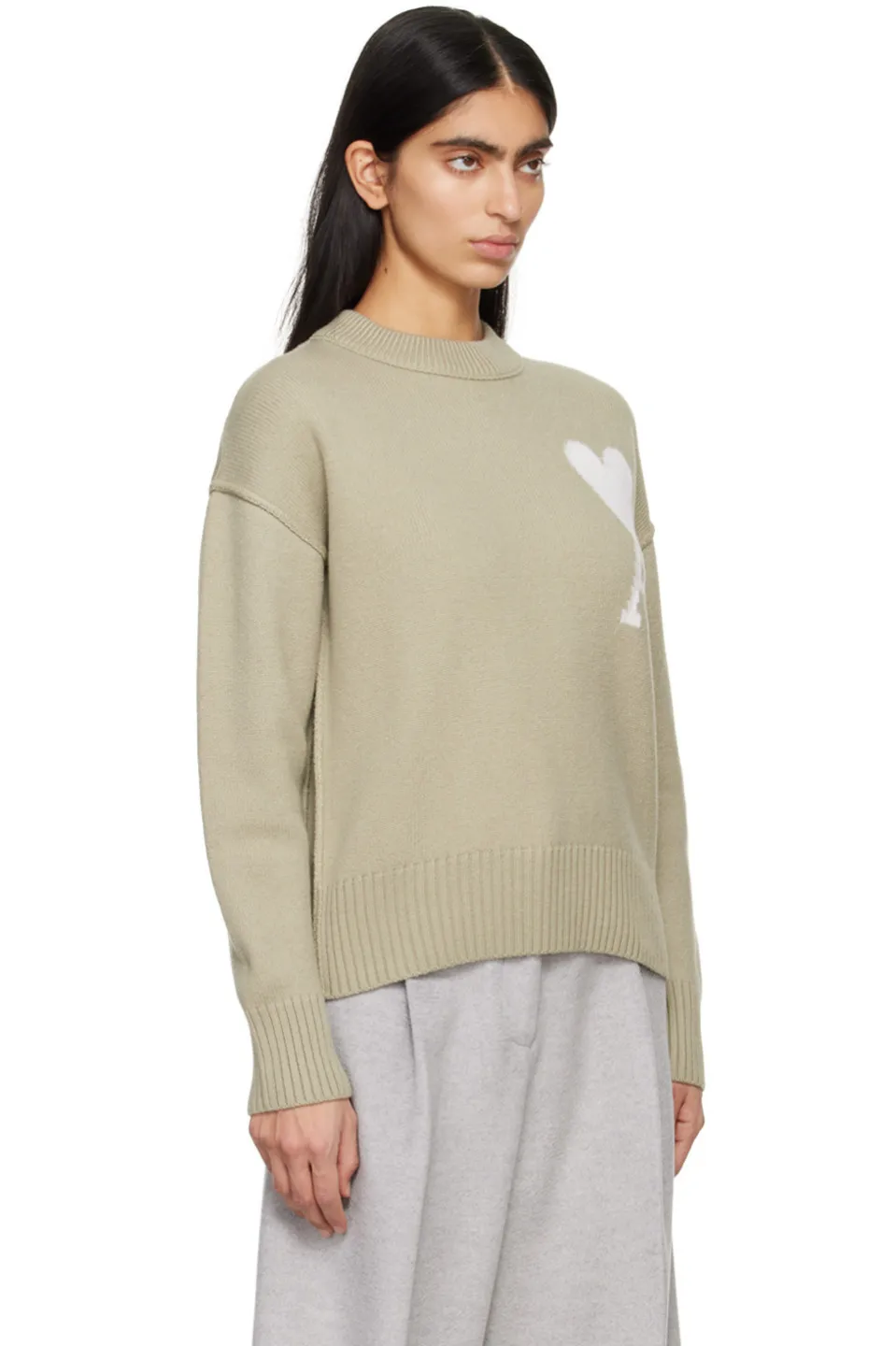 AMI PARIS  |Crew Neck Heart Casual Style Wool Street Style Long Sleeves