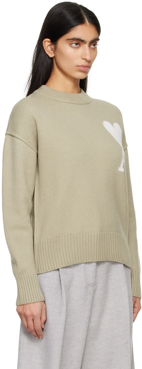 AMI PARIS  |Crew Neck Heart Casual Style Wool Street Style Long Sleeves