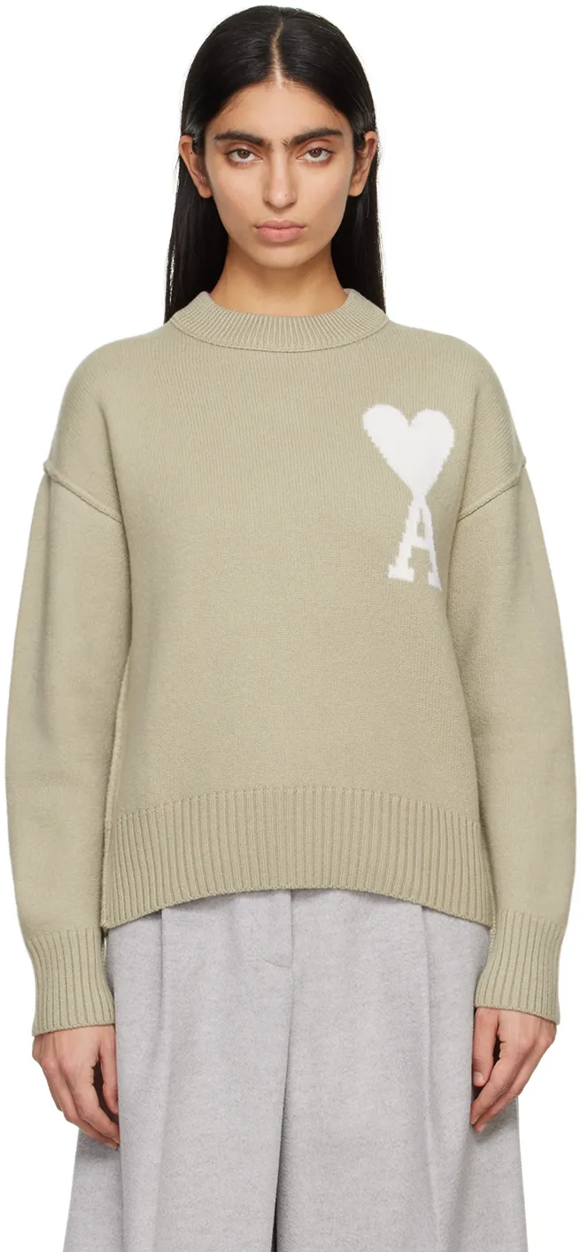 AMI PARIS  |Crew Neck Heart Casual Style Wool Street Style Long Sleeves