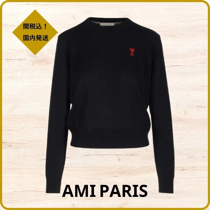 AMI PARIS  |Crew Neck Long Sleeves Logo V-neck & Crew neck