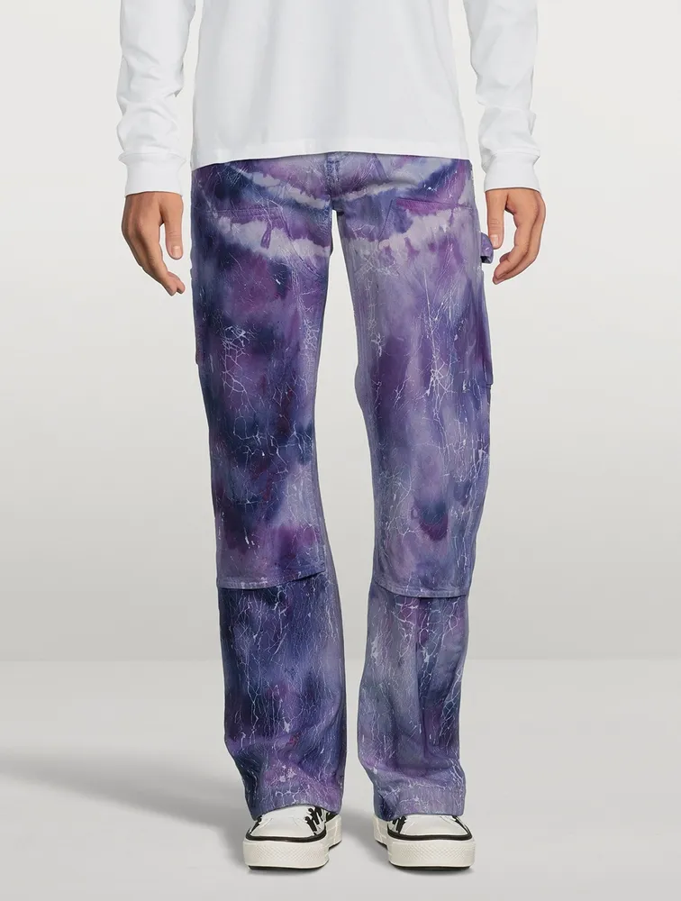 AMIRI Cracked Tie Dye Straight-Leg Carpenter Jeans