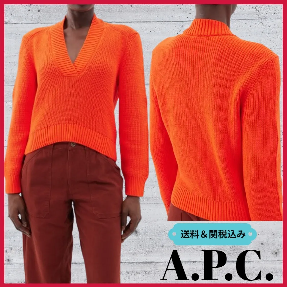 A.P.C.  |Casual Style Unisex Street Style V-Neck Long Sleeves Plain