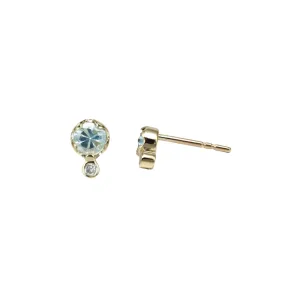 Aquamarine and Diamond Birthstone Studs