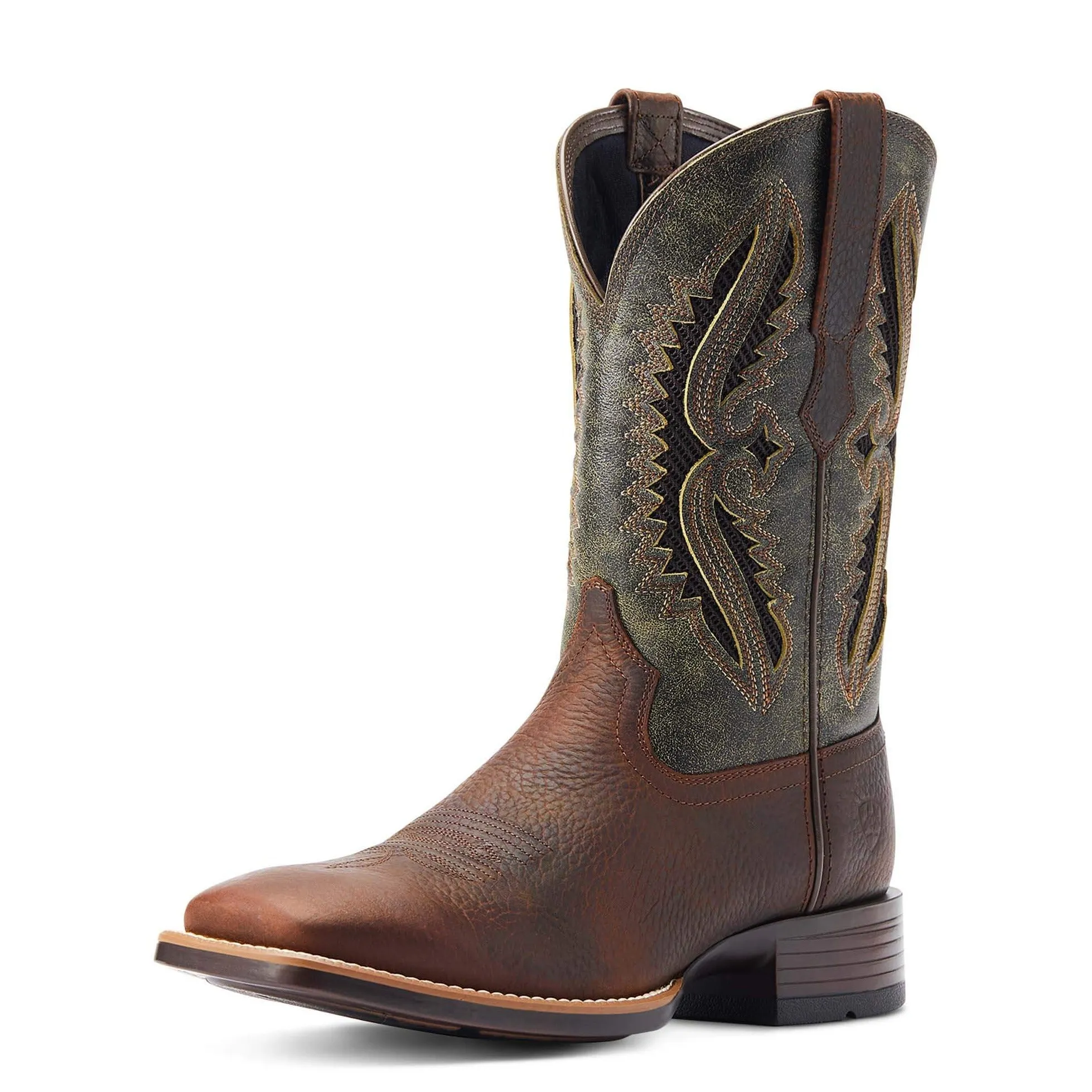 Ariat Men's Rowder VentTEK Western Boot-Rowdy Rust/Forest Green