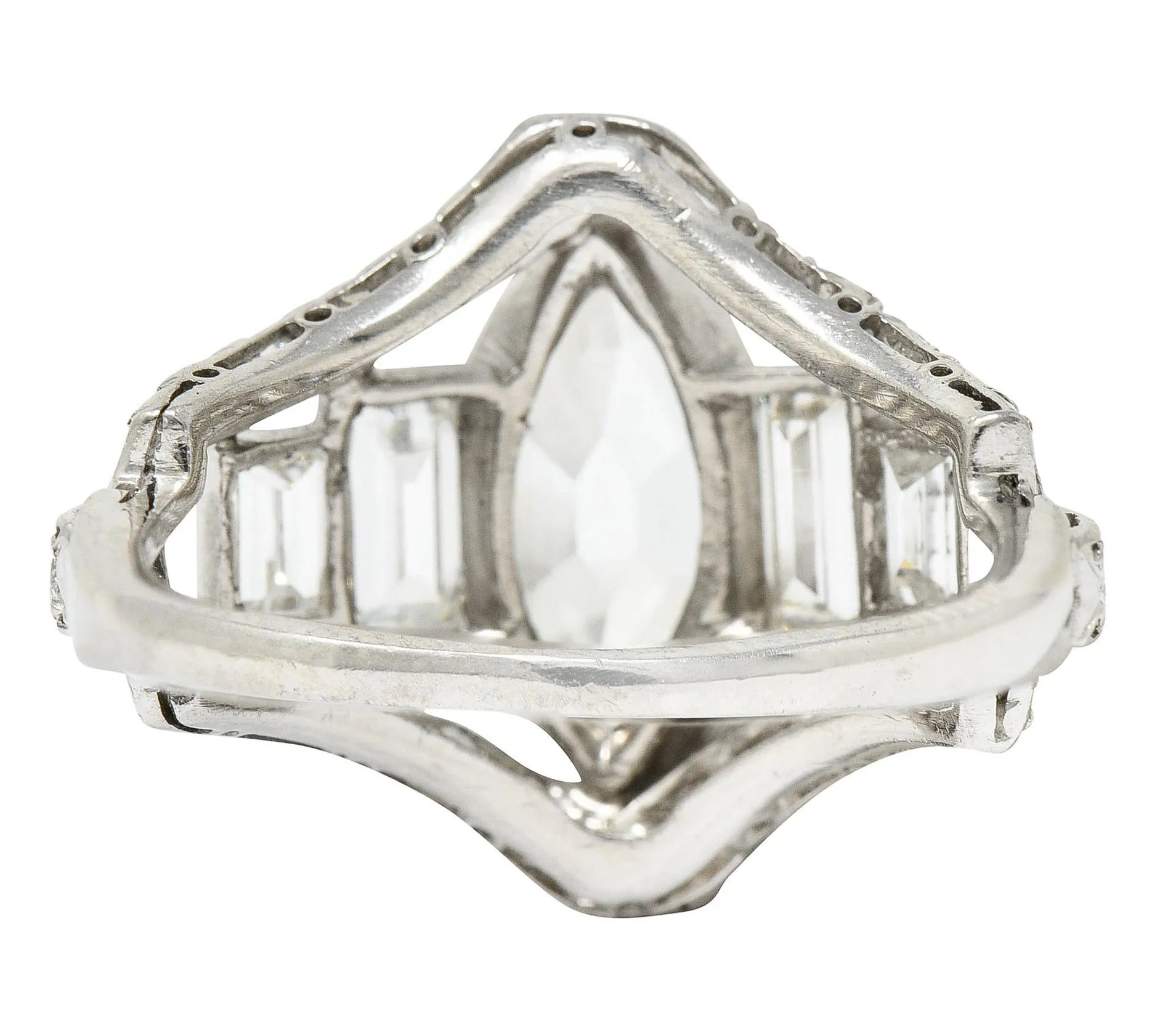 Art Deco 2.70 CTW Marquise Diamond Platinum Band Ring