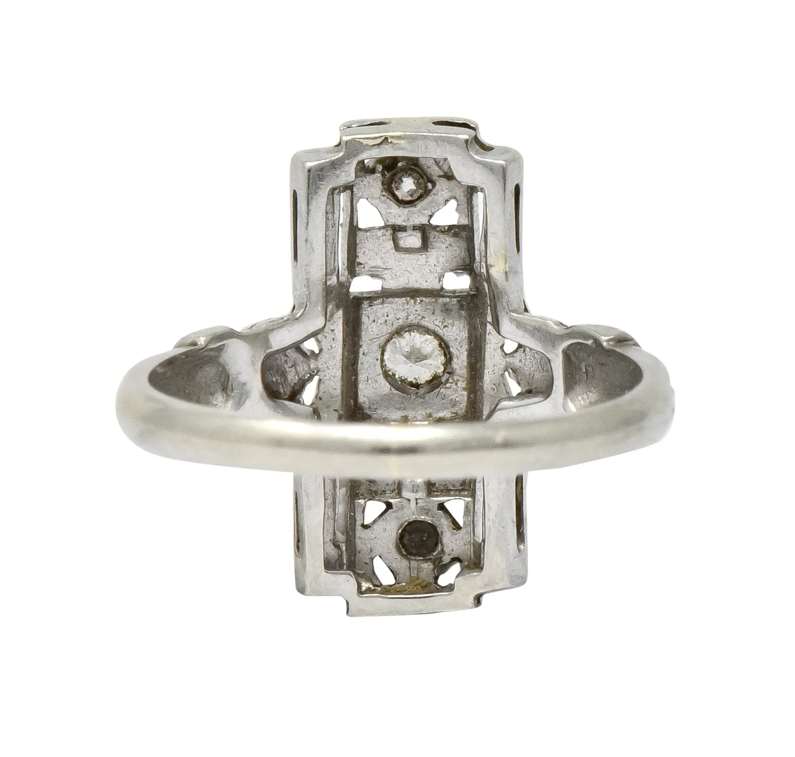 Art Deco Diamond 14 Karat White Gold Dinner Cocktail Ring