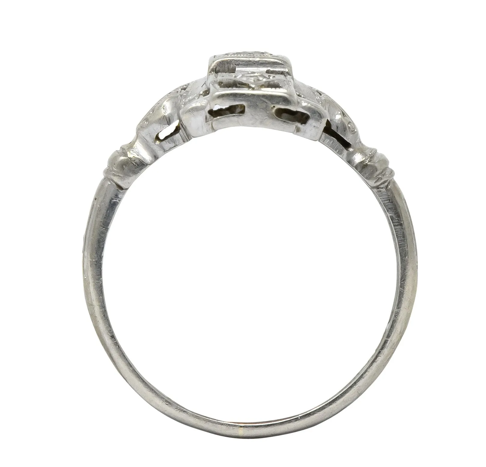 Art Deco Diamond 14 Karat White Gold Dinner Cocktail Ring