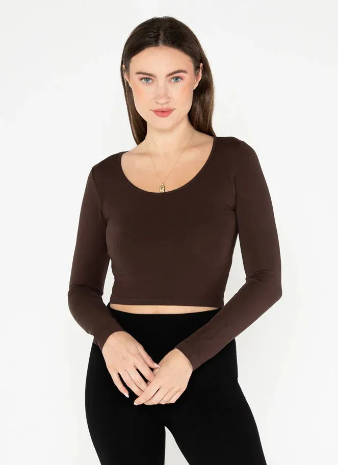 Bamboo Long Sleeve Scoop Neck Crop