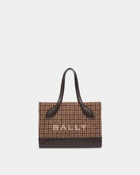 Bar Mini Tote Bag in Multibrown Check Wool And Leather 