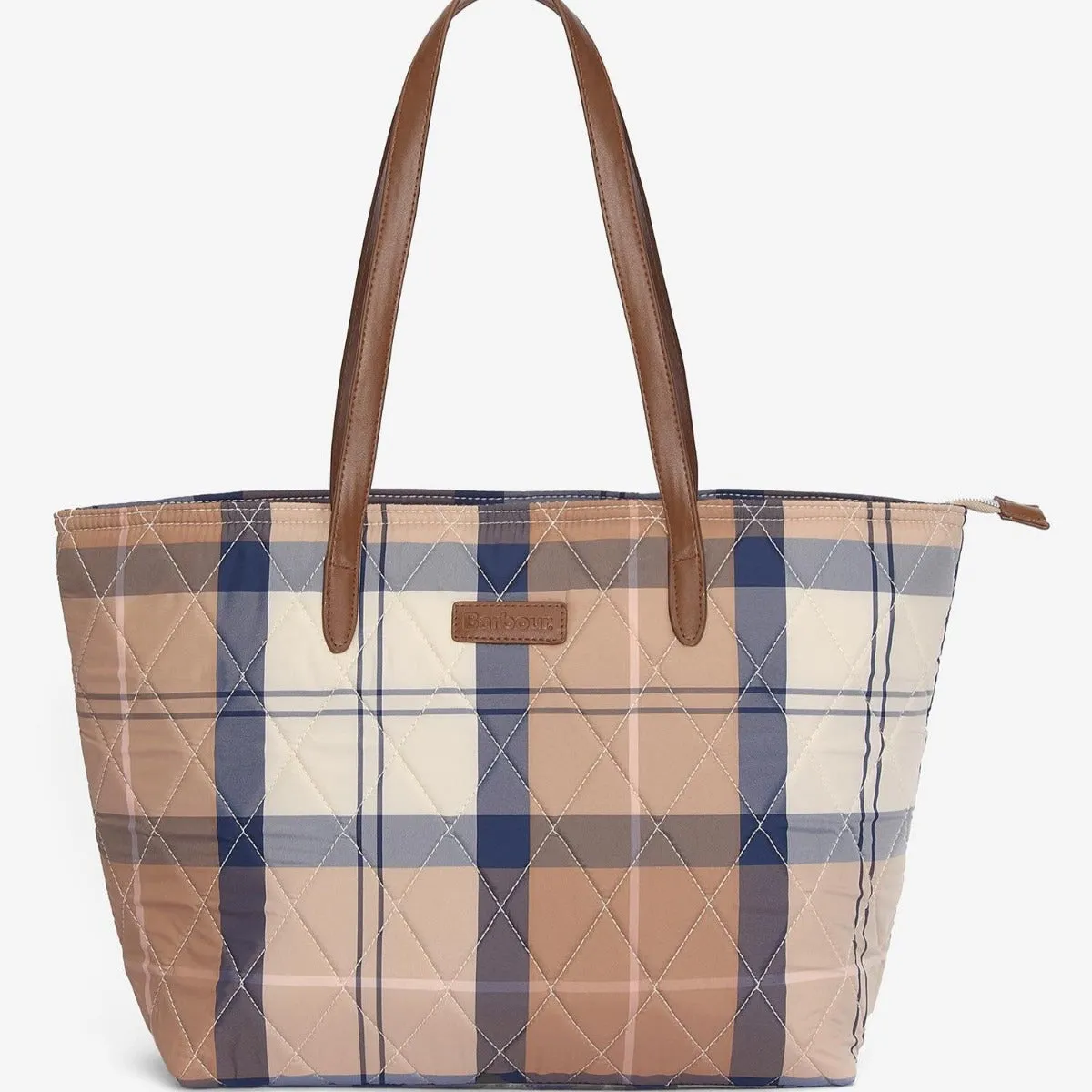 Barbour Wetherham Quilted Tote Bag in Tartan Primrose