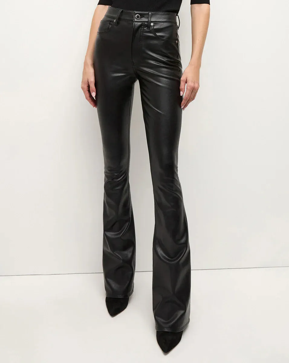 Beverly Vegan Leather Skinny-Flare Pant - Black