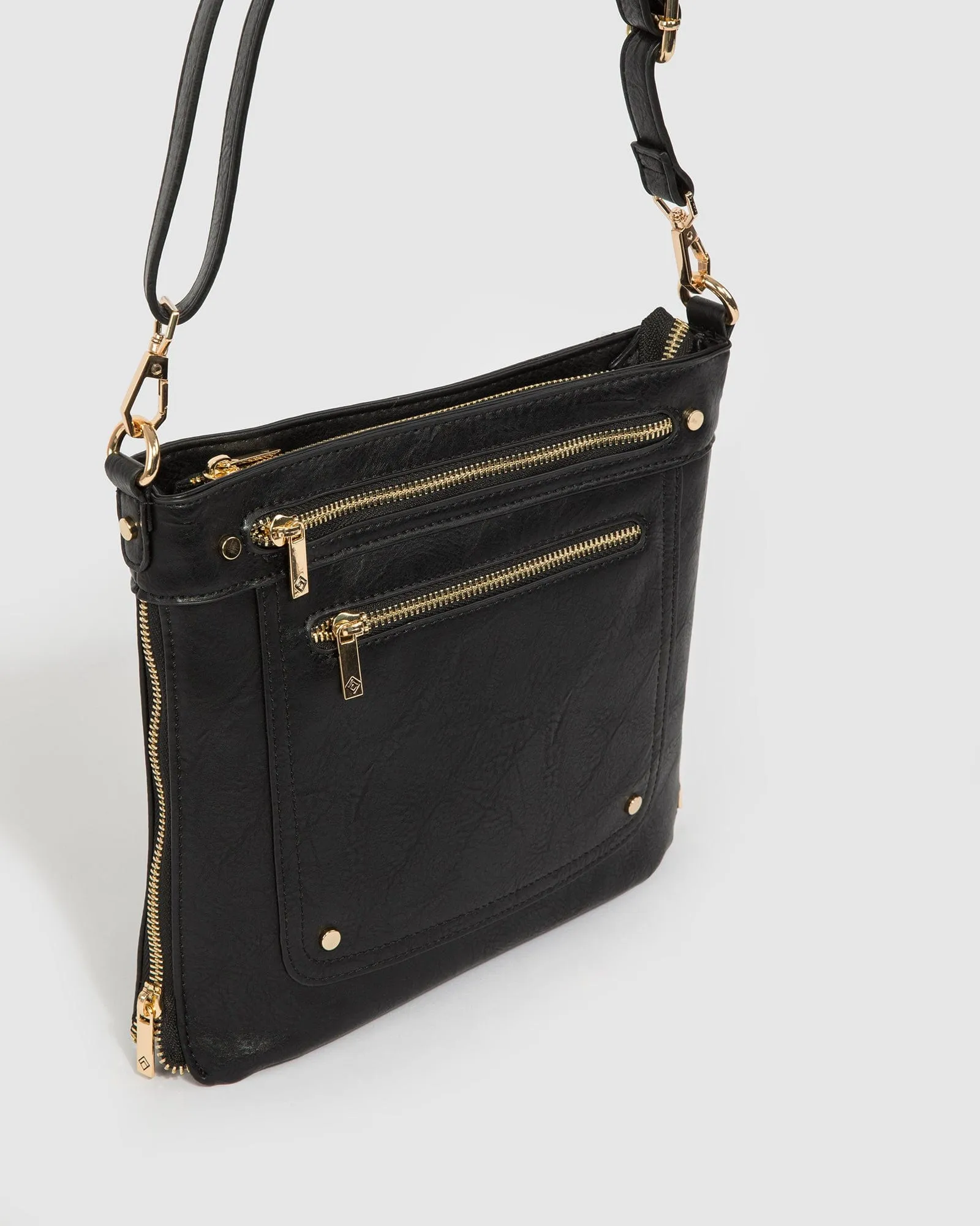 Black Penelope Zip Crossbody Bag