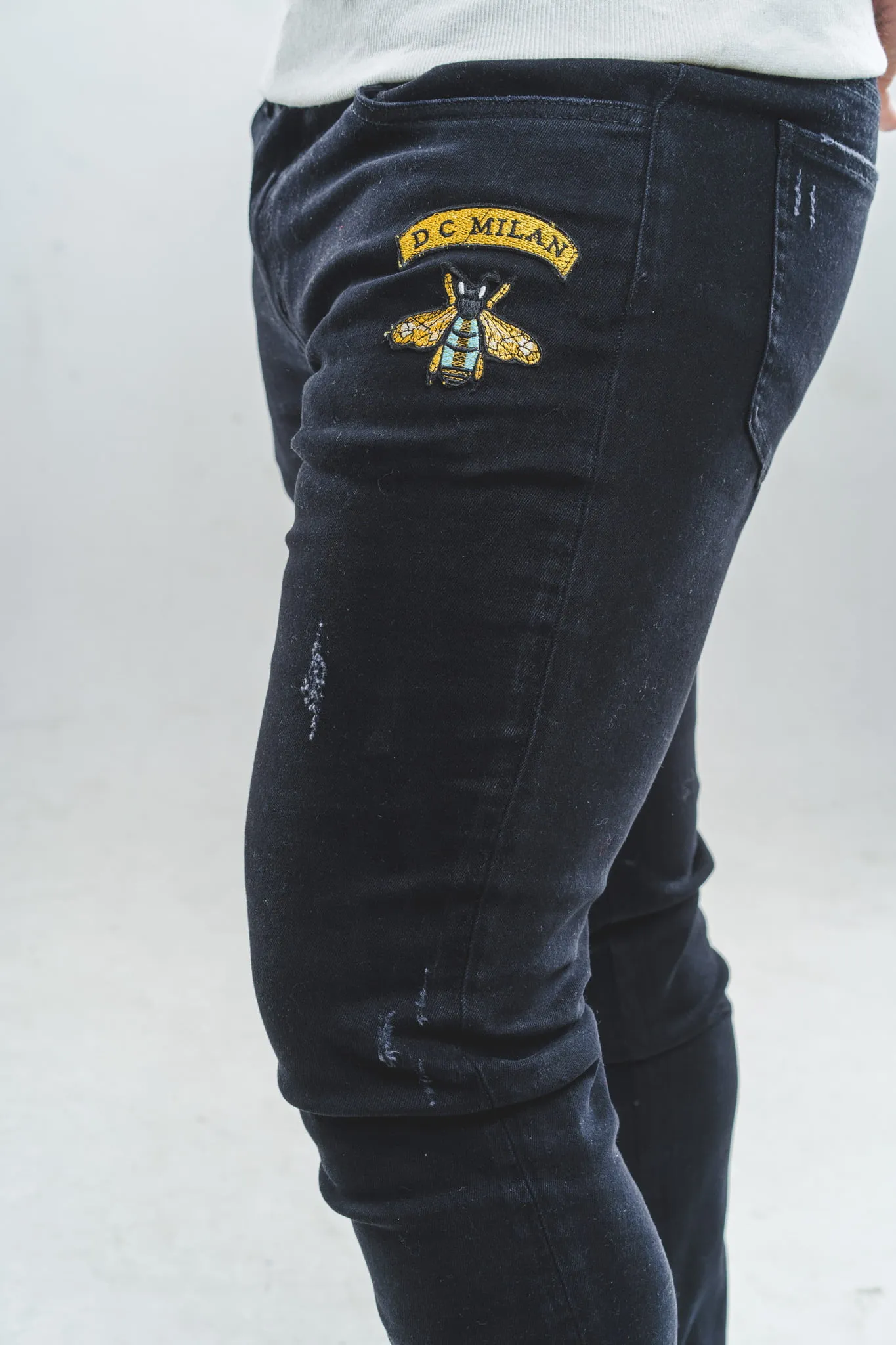 Black Slim-fit Jeans with 2 logos