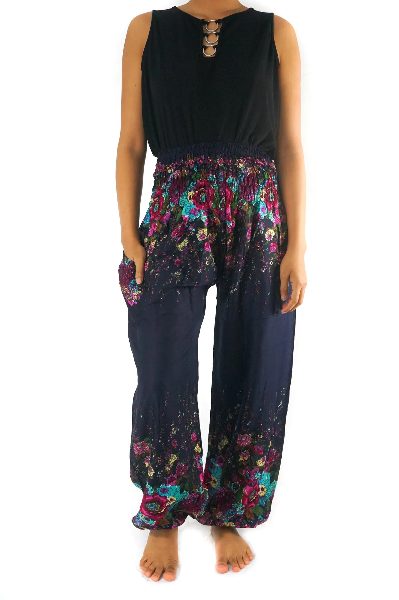 Blue FLORAL Women Harem Pants Boho Pants Hippie Pants