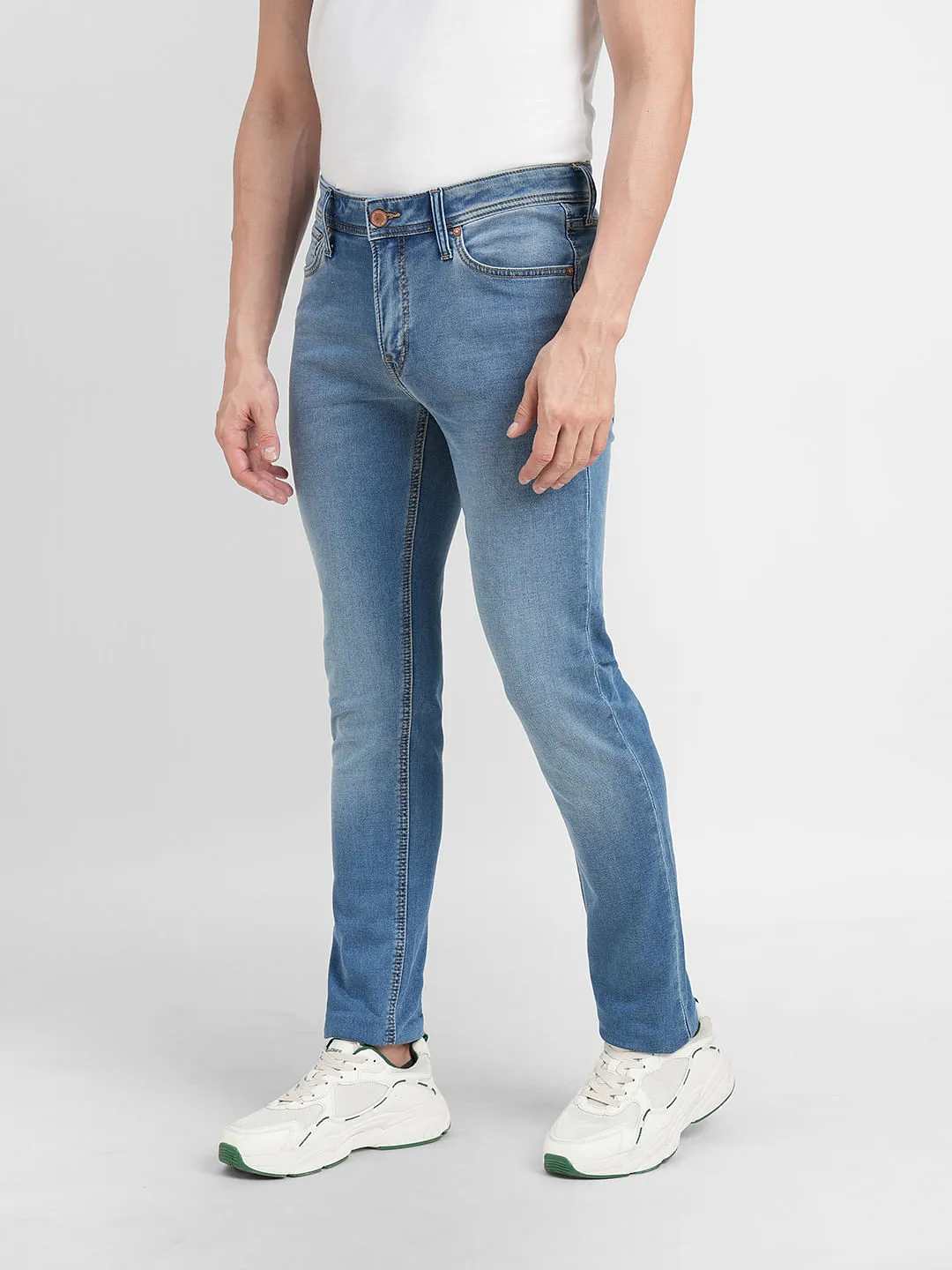 Blue Low Rise Washed Ben Skinny Fit Jeans