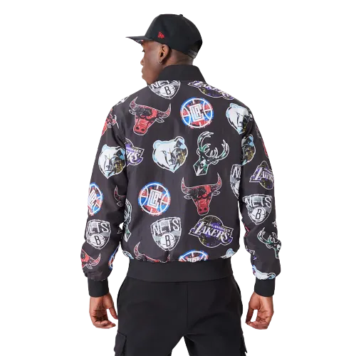 Bomber NBA All Over Print Team Logos Nero