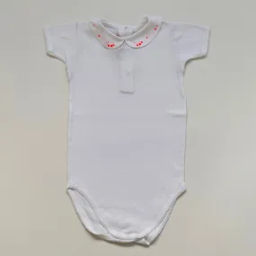 Bonpoint Short Sleeve Bodysuit With Neon Accent Collar: 2 Years