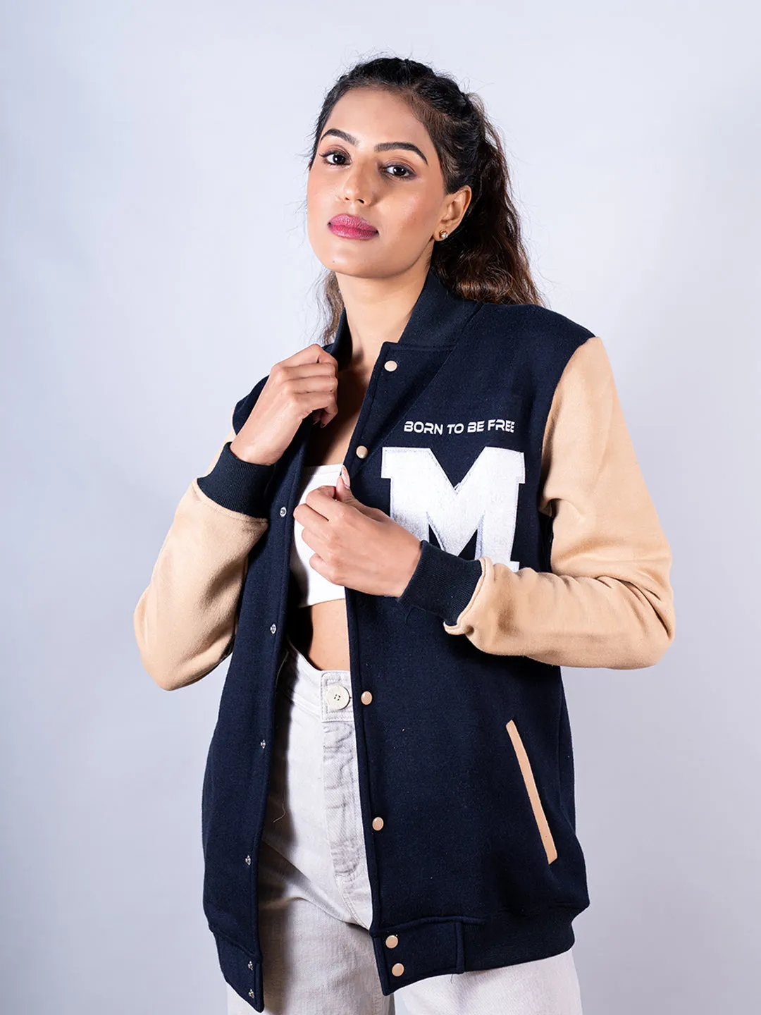 Born To Be Free Alien M Blue Varsity Jacket (Unisex)