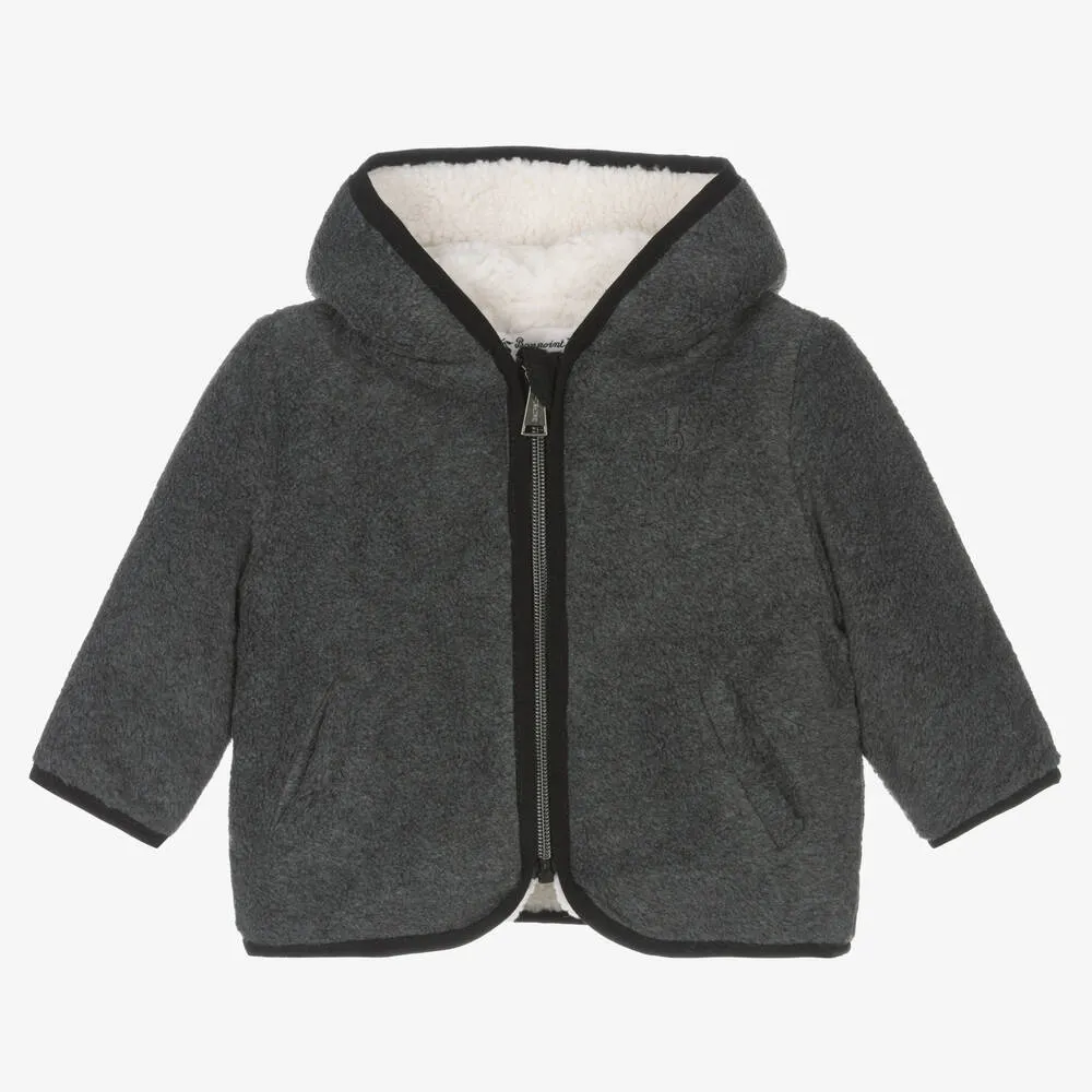 Boys Charcoal Grey Fleece Zip-Up Top