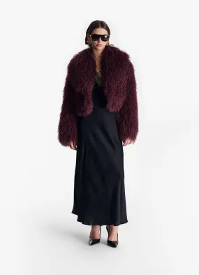 Burgundy Mongolian Cropped Coat