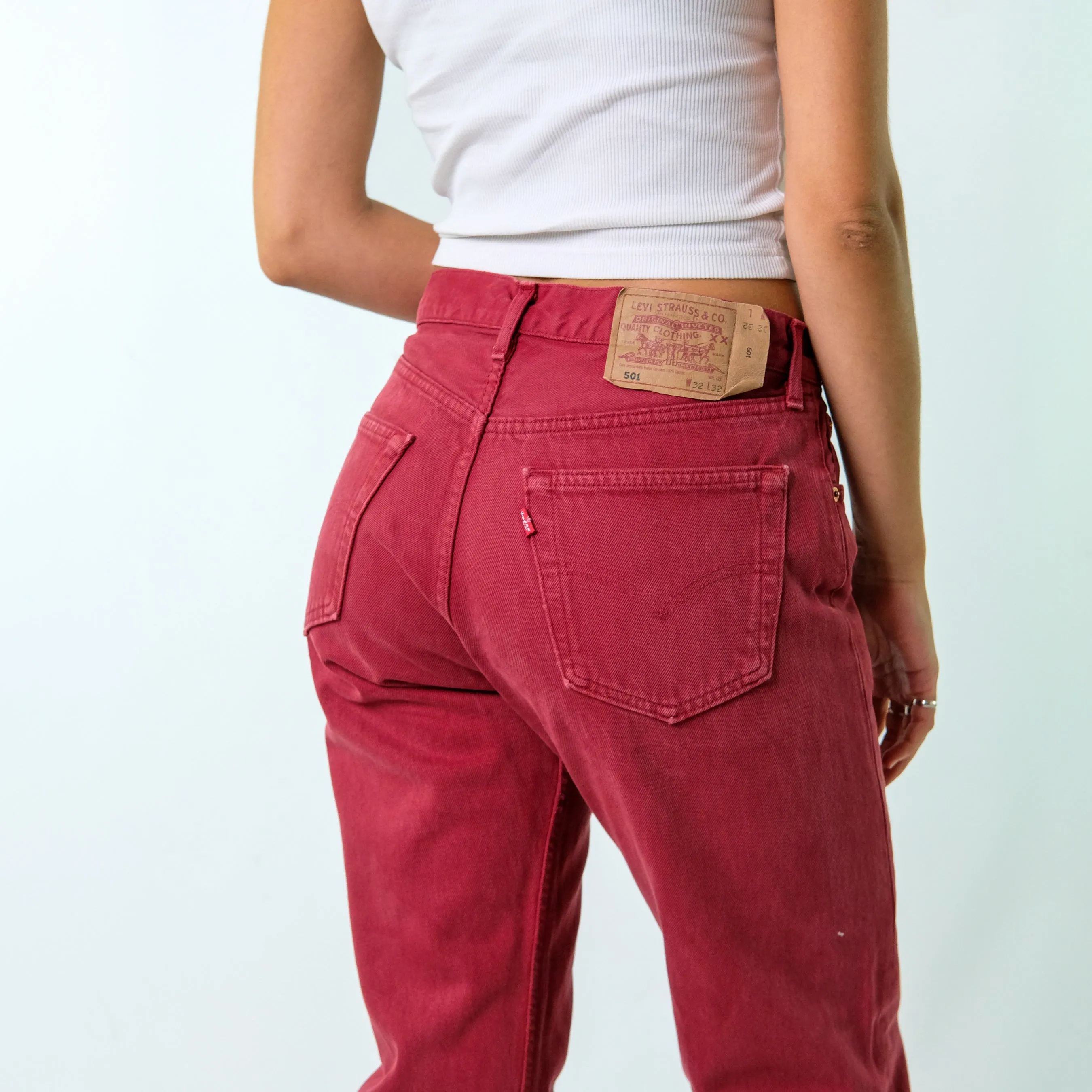 Burgundy Red y2ks Levi's Denim Jeans Baggy Pants (32x32)