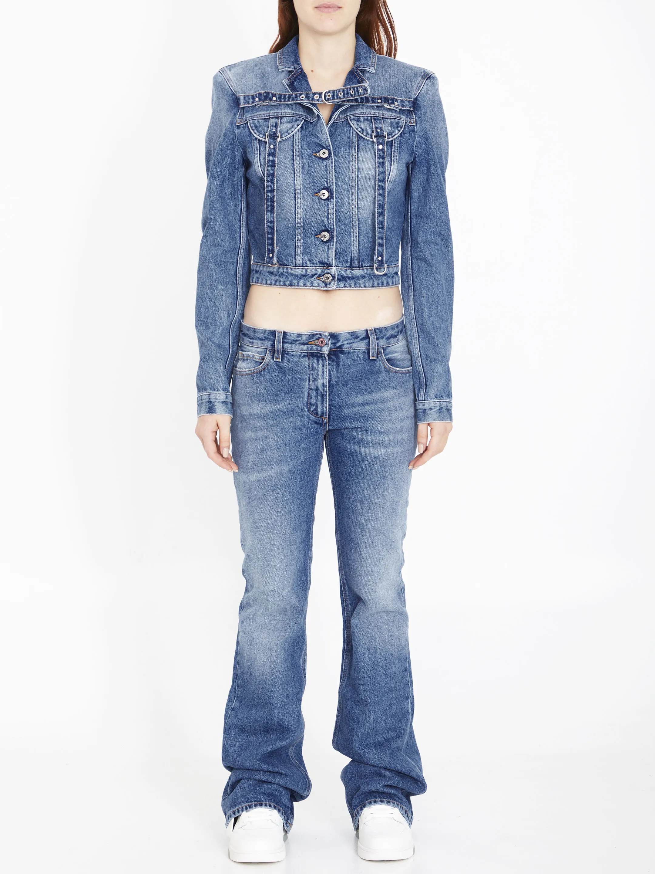 Cargo crop denim jacket