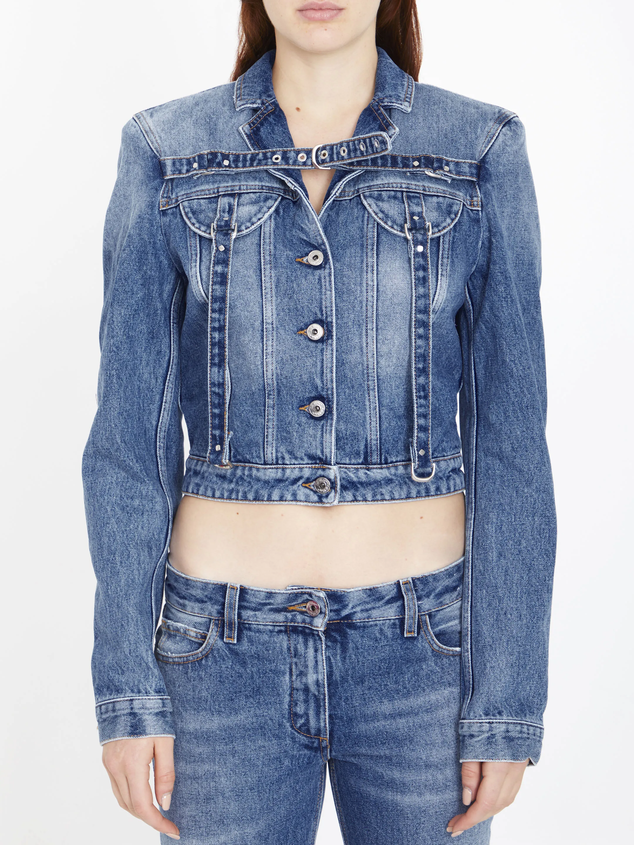 Cargo crop denim jacket