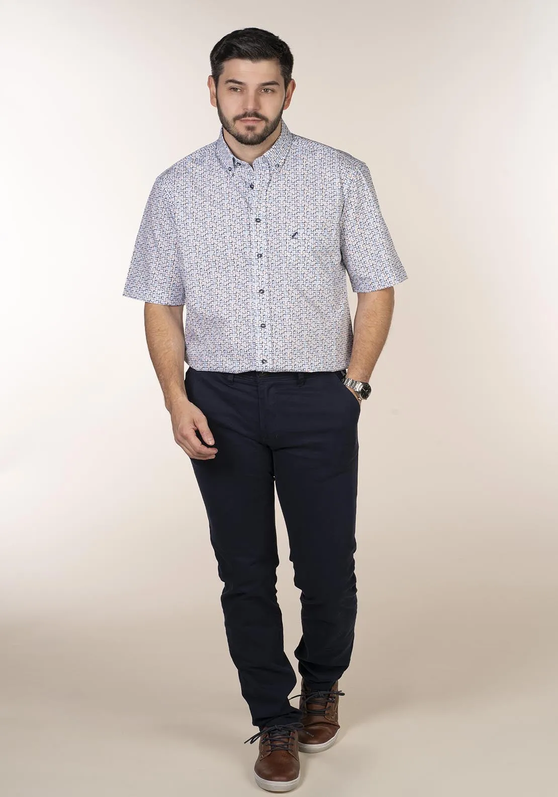 Casual Patterned Short Sleeve Shirt