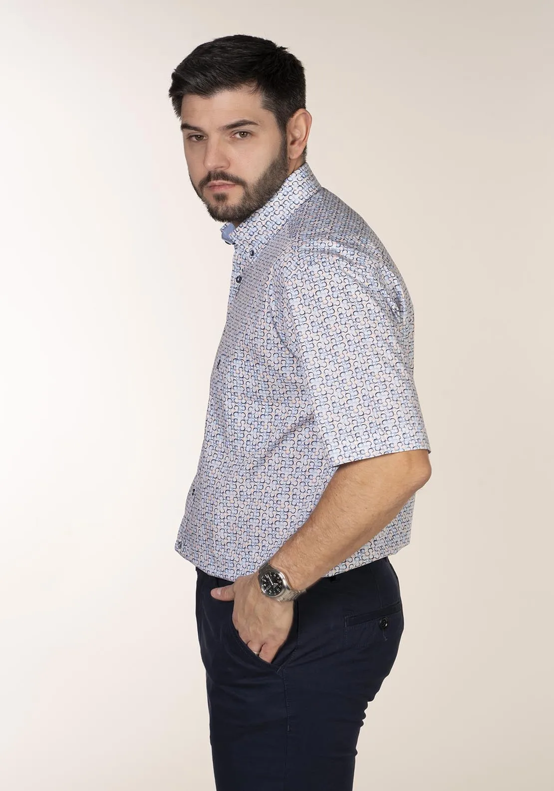 Casual Patterned Short Sleeve Shirt