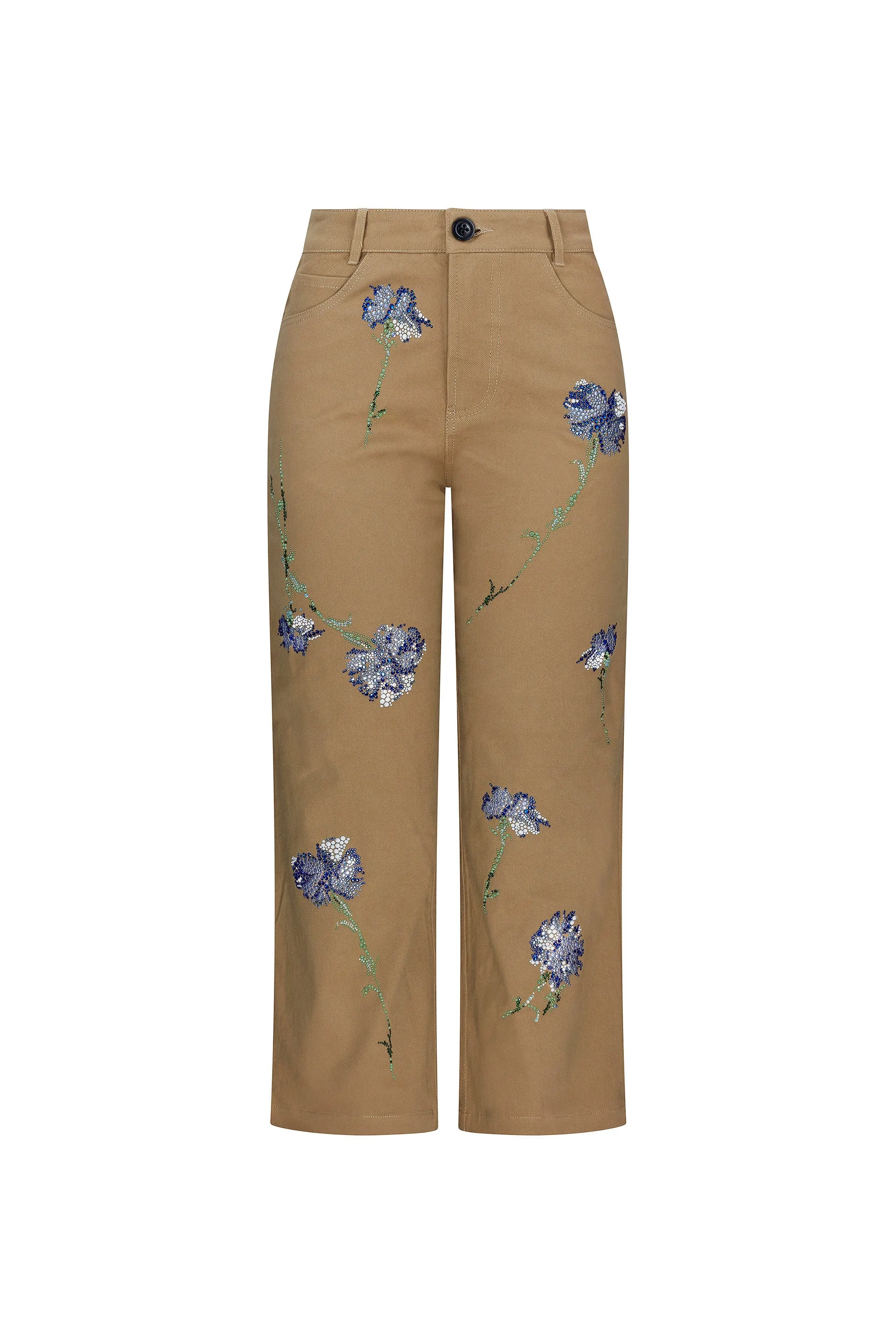 'CECIL BEATON BLUE CARNATION' CROPPED WIDE LEG PANT