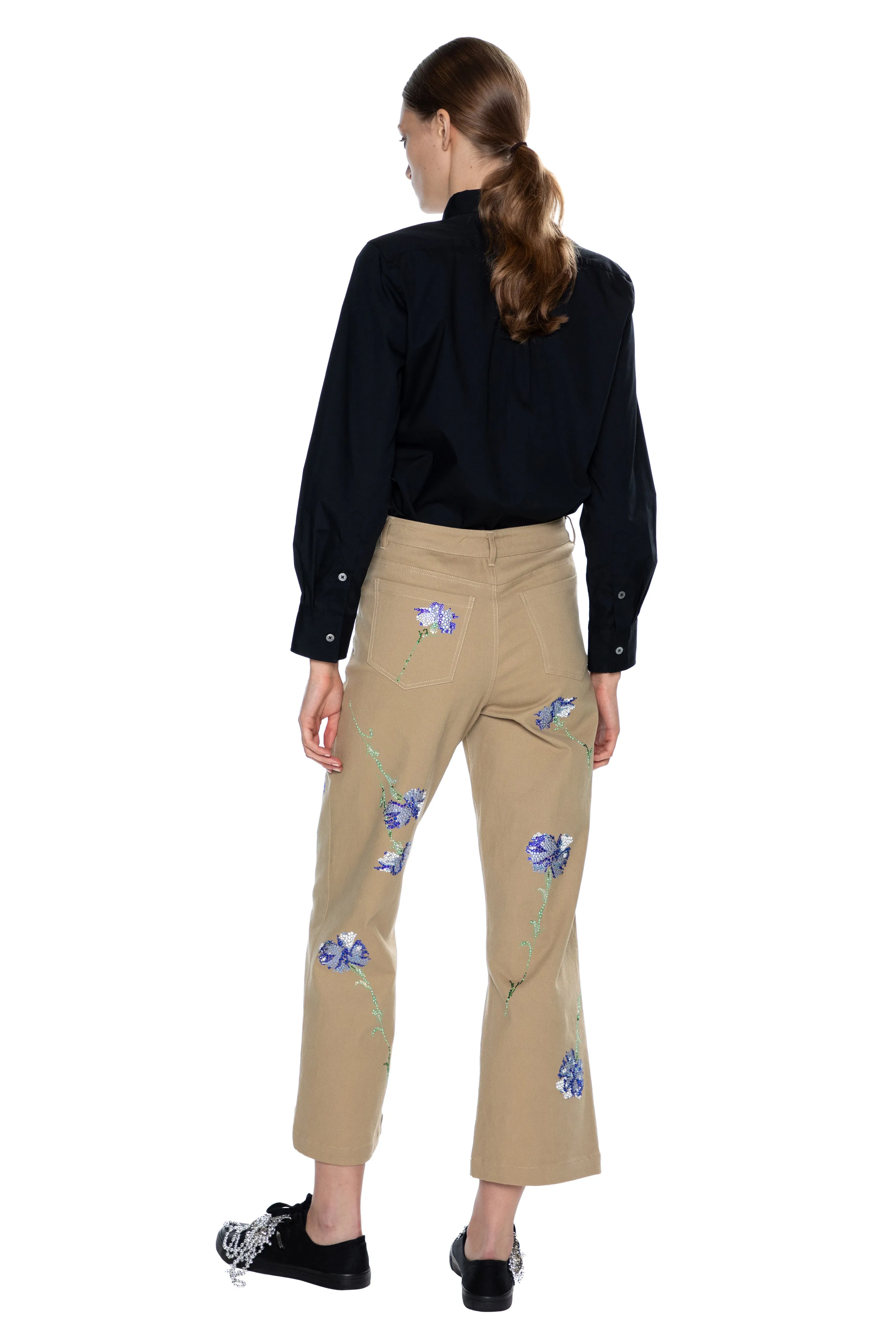 'CECIL BEATON BLUE CARNATION' CROPPED WIDE LEG PANT