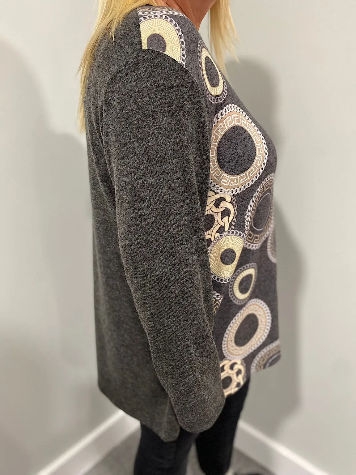 Charcoal Chain Link Circles Knit Petra