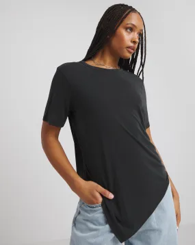 Charcoal Premium Jersey Asymmetric Top | Simply Be