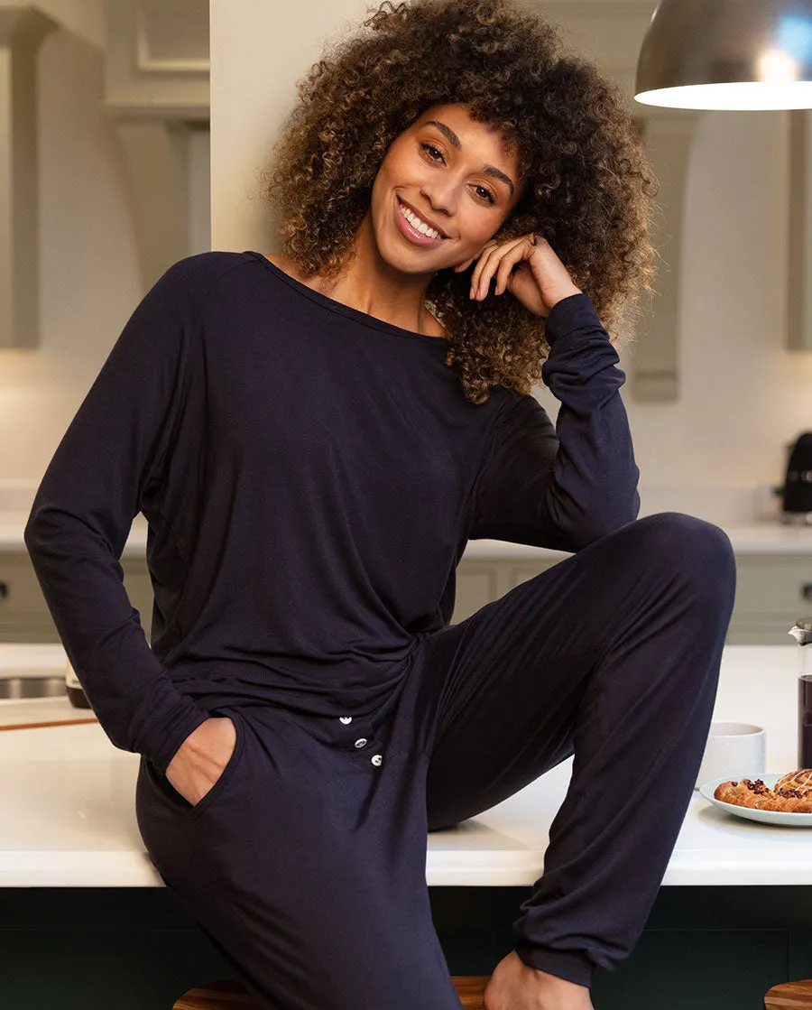 Charcoal Slouch Jersey Pyjama Top