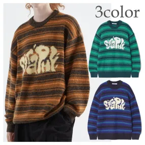 Code graphy  |Crew Neck Stripes Casual Style Unisex Wool Nylon U-Neck