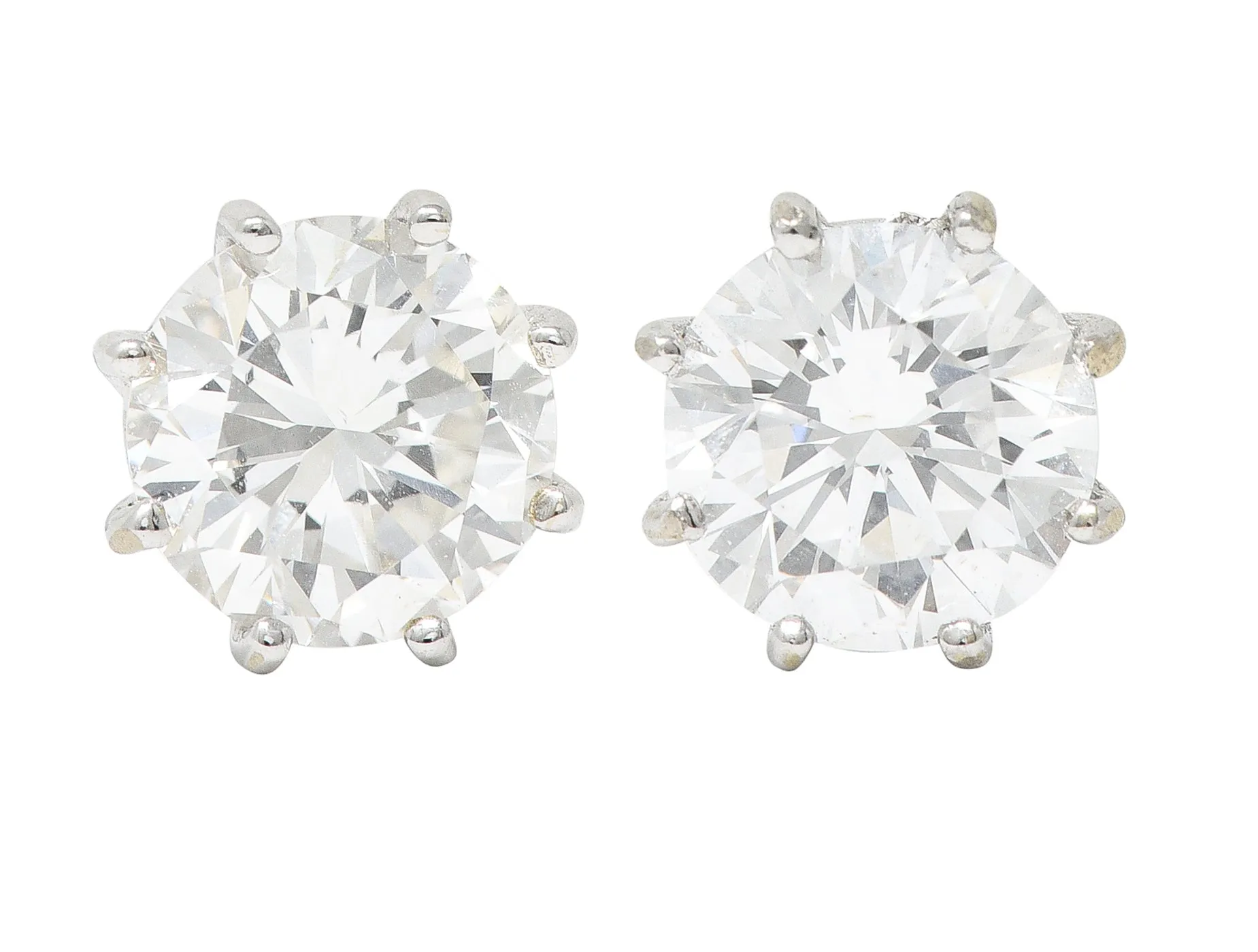 Contemporary 1.86 CTW Round Brilliant Diamond 14 Karat White Gold Screwback Stud Earrings