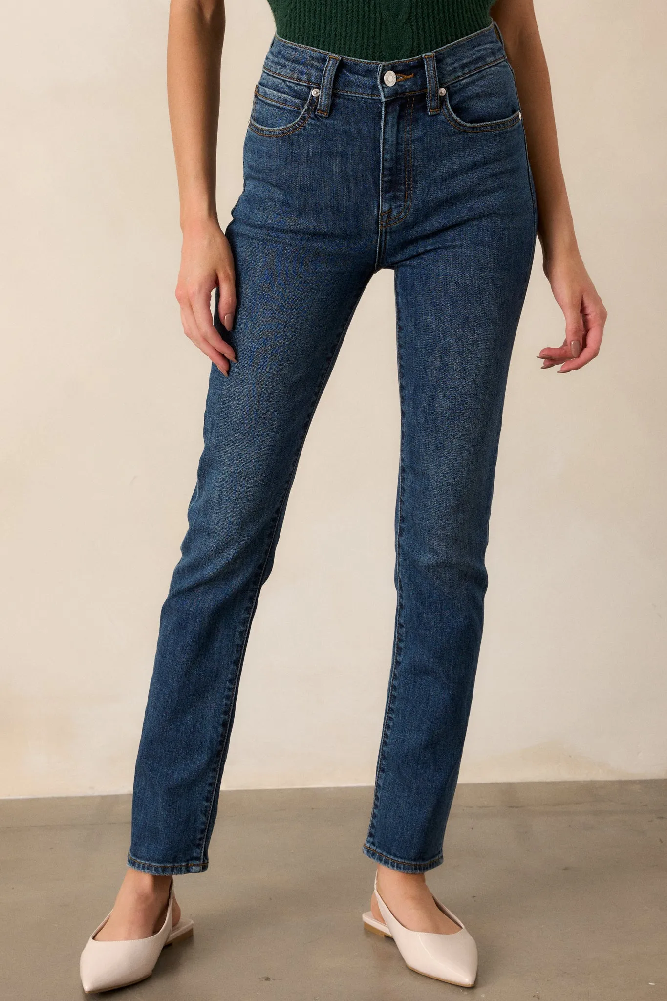 Cool Embrace Dark Wash Straight Leg Jeans