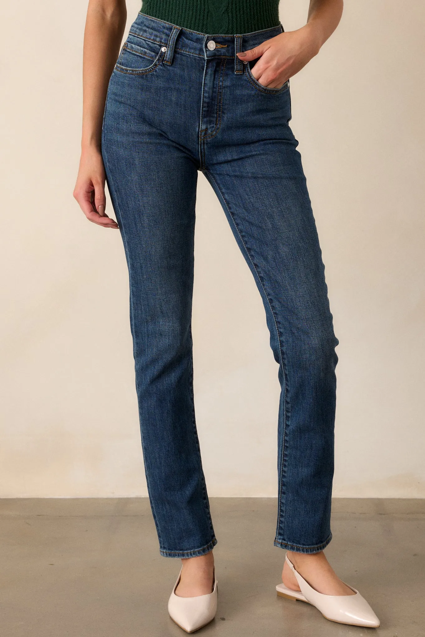 Cool Embrace Dark Wash Straight Leg Jeans