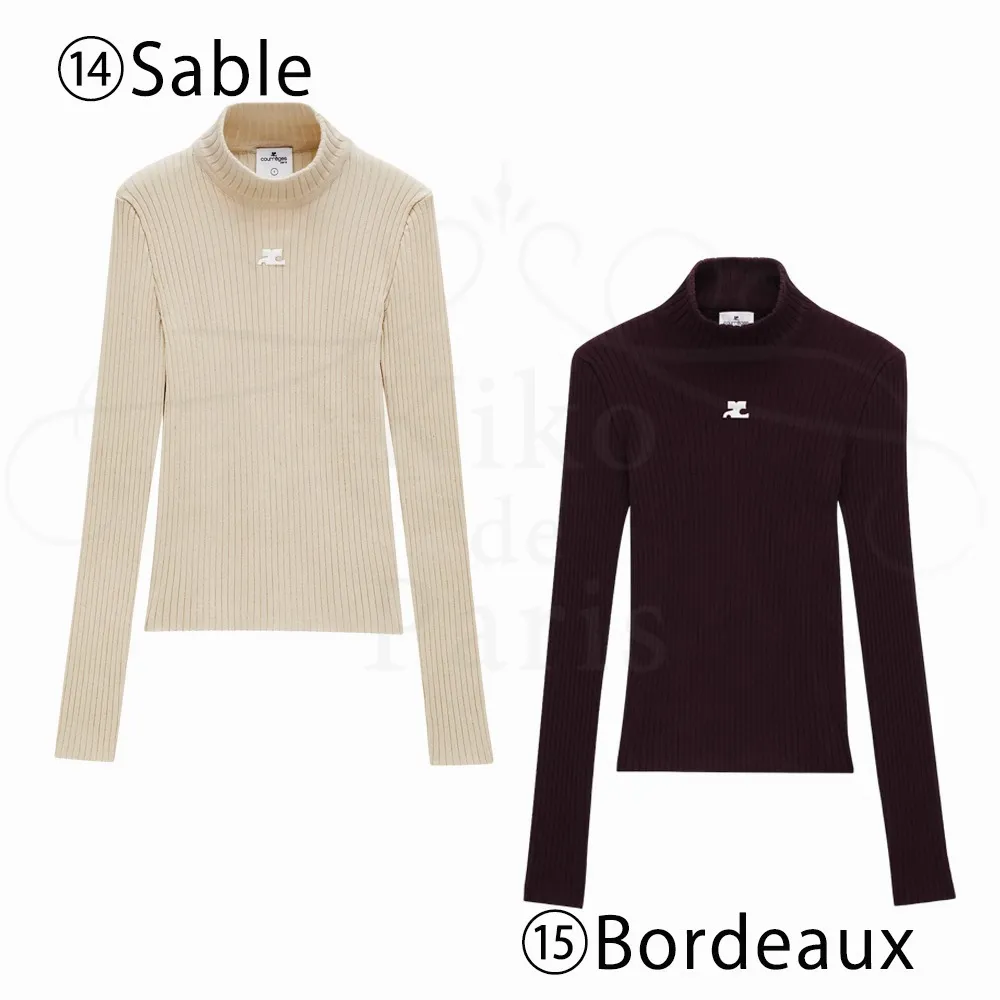 Courreges  |Casual Style Long Sleeves Plain Cotton High-Neck