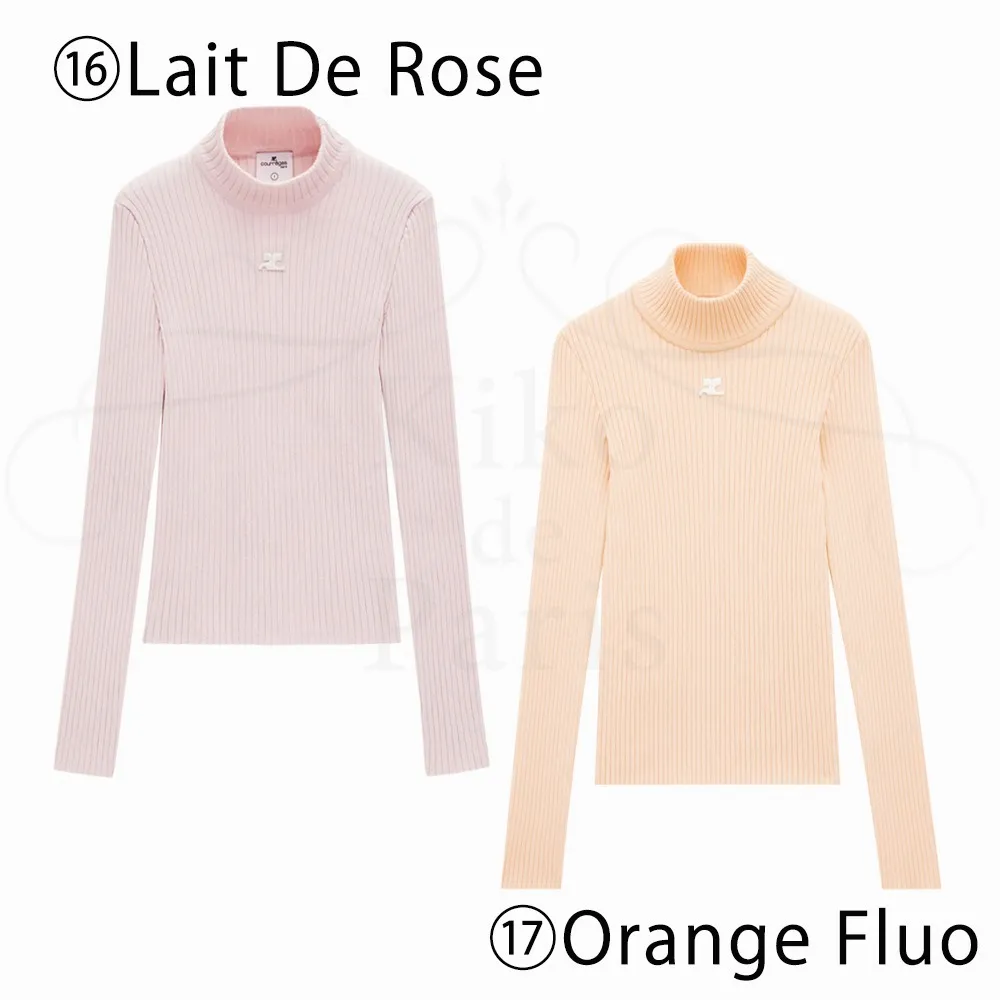 Courreges  |Casual Style Long Sleeves Plain Cotton High-Neck