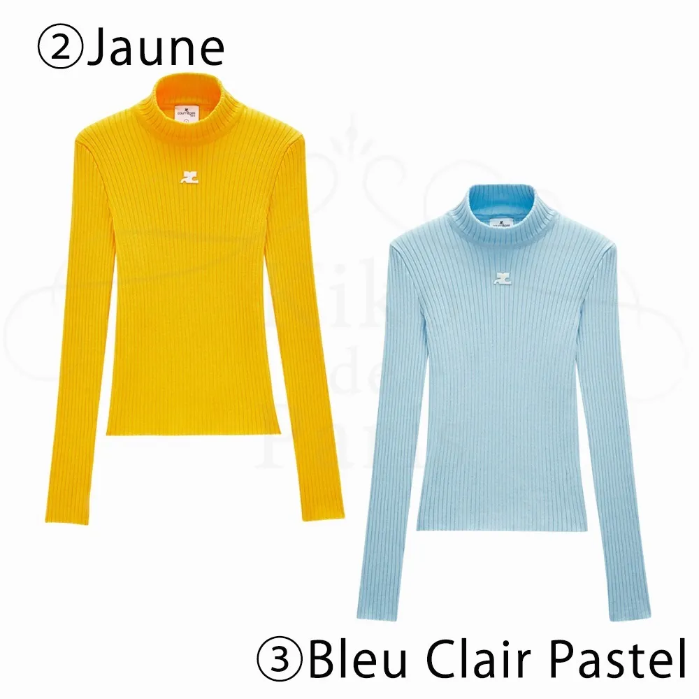 Courreges  |Casual Style Long Sleeves Plain Cotton High-Neck