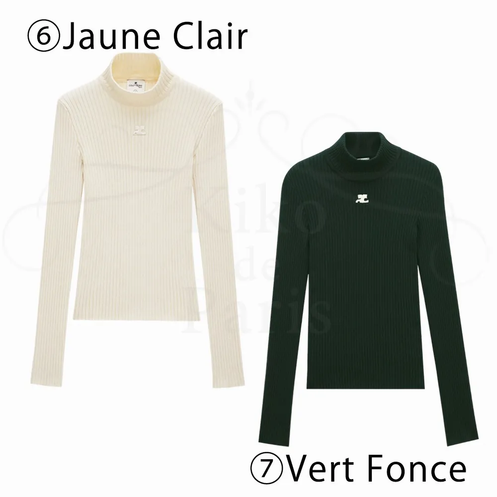 Courreges  |Casual Style Long Sleeves Plain Cotton High-Neck