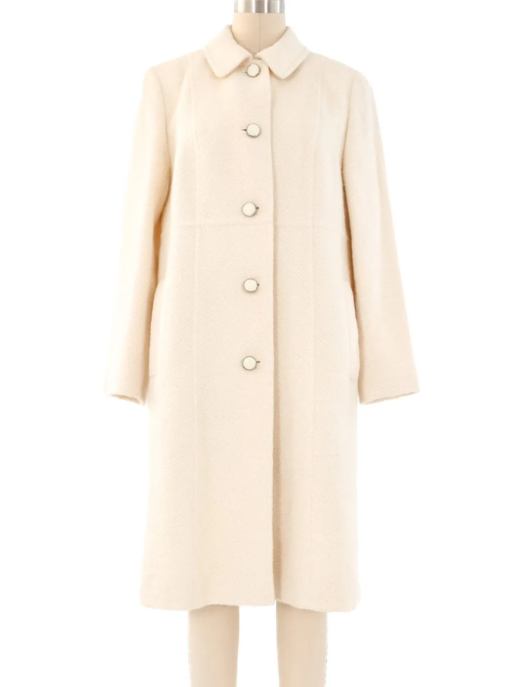 Courreges Ivory Tweed Coat