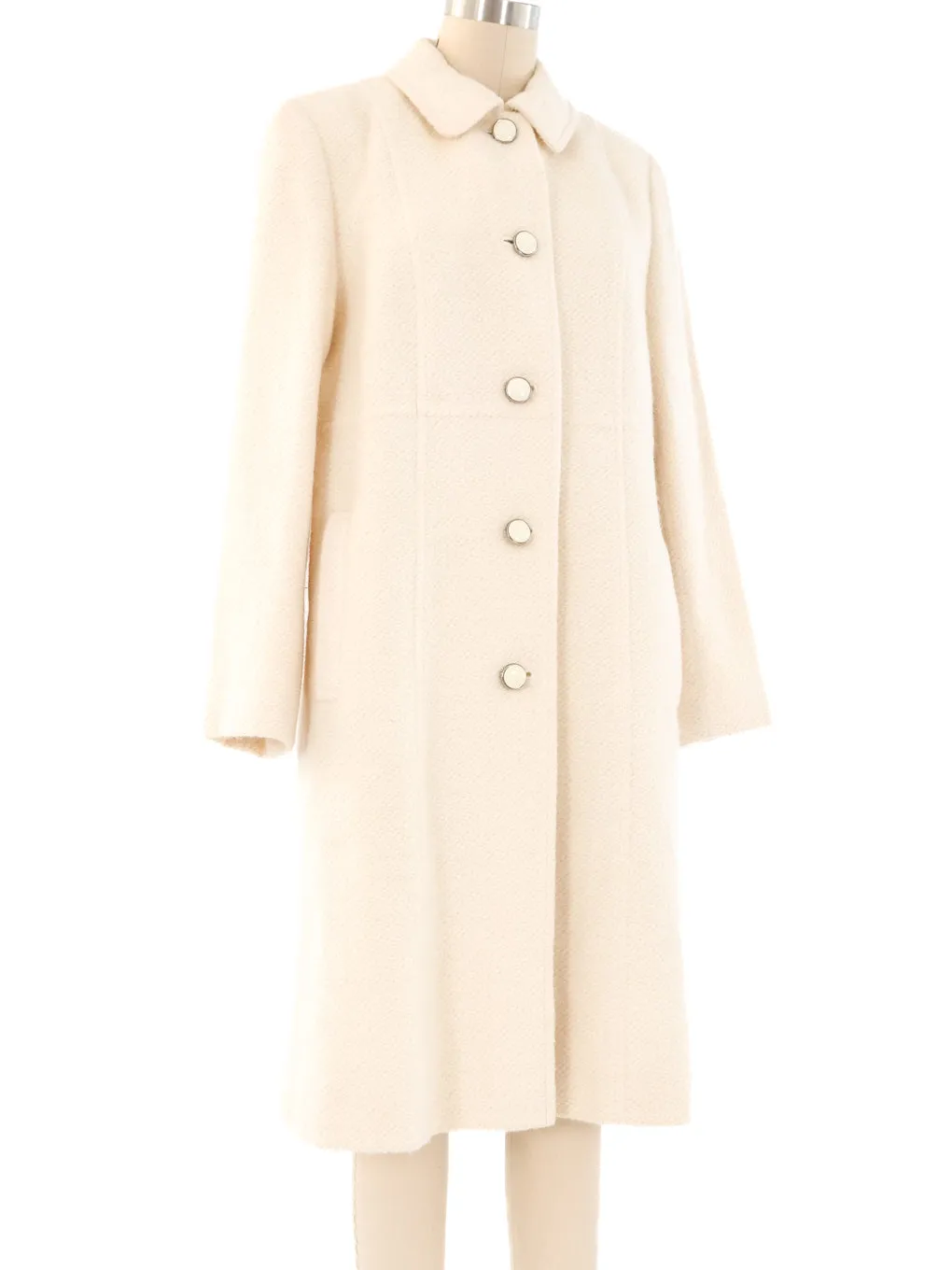 Courreges Ivory Tweed Coat