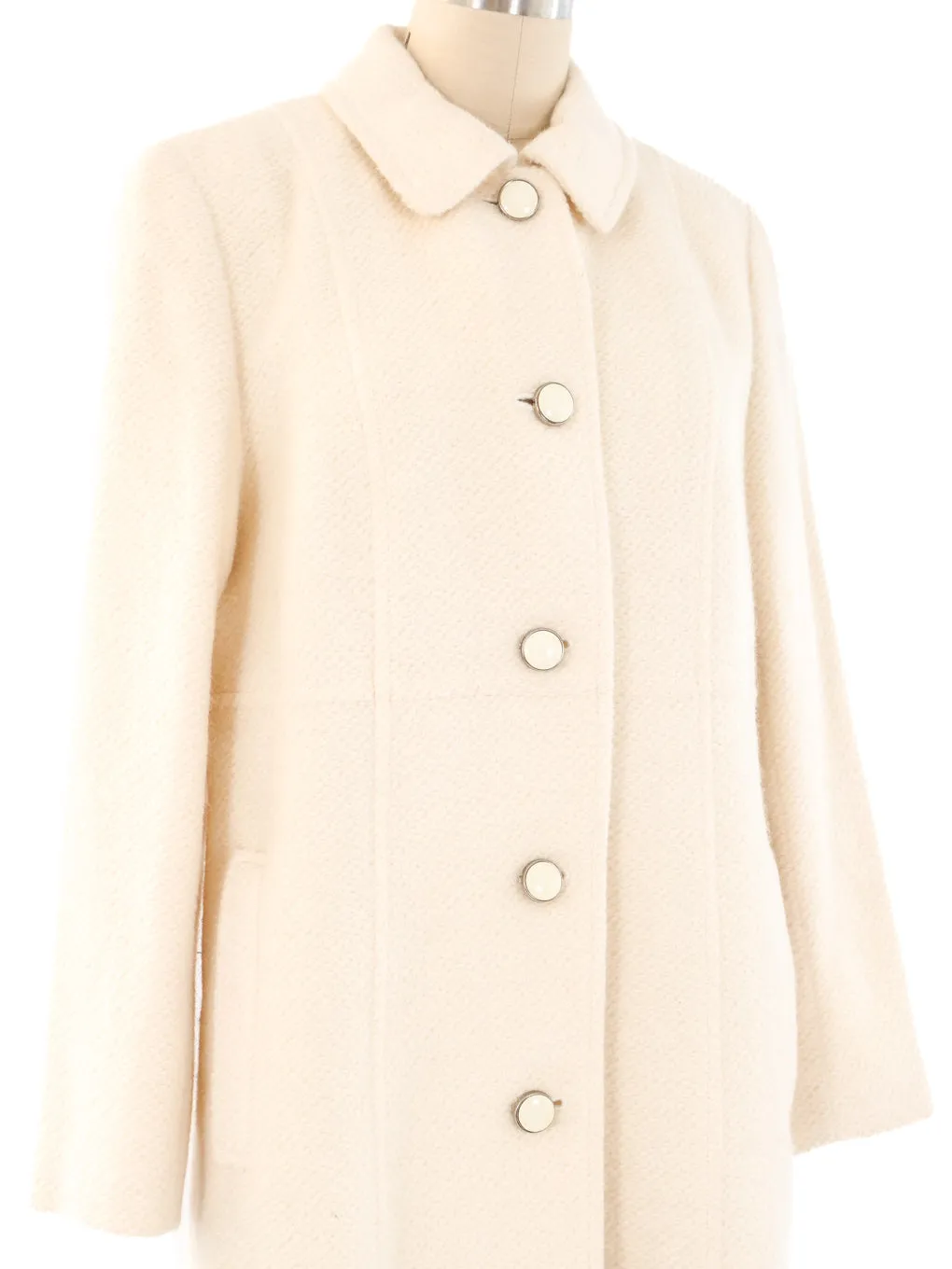 Courreges Ivory Tweed Coat