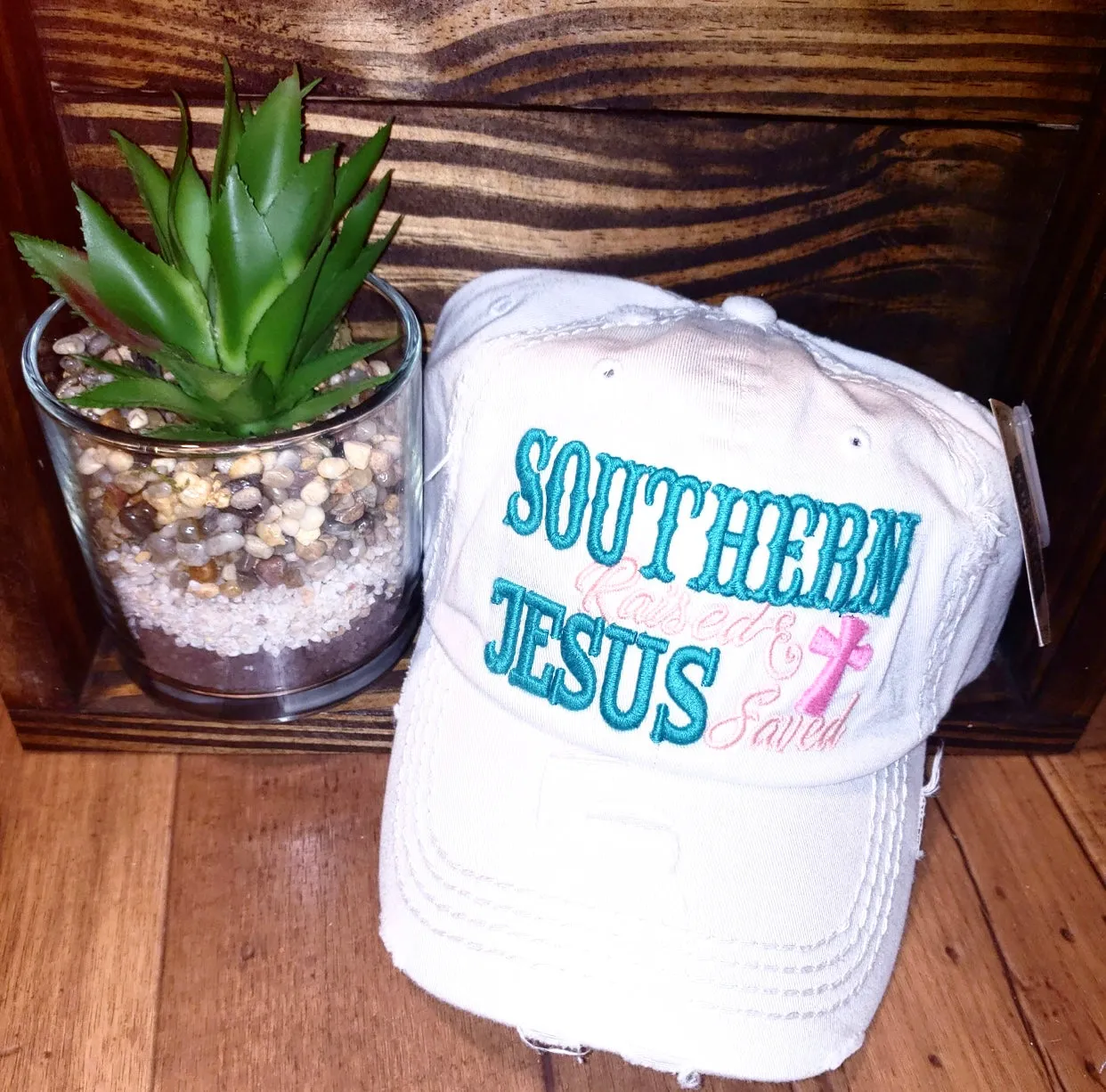 Cream Southern Raised Jesus Saved Hat