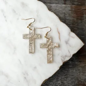 Cross Earrings - Champagne Taffeta - Acrylic Earrings