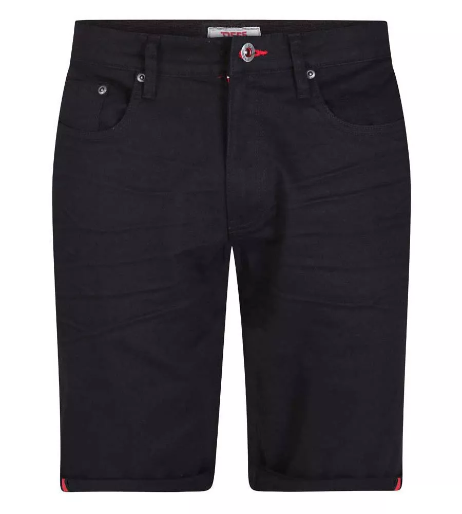 D555 Mens Black Stretch Canvas Shorts (GILBERT 2)